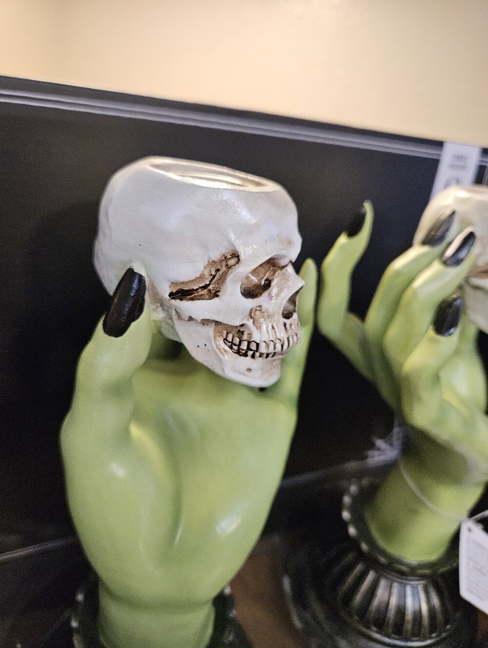 Martha Stewart Halloween Witch Hand Skull Candle Holders Set of 2 New In Box - Picture 2 of 4